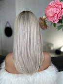 Lace Humana Lisa Loira Platinada 45cm 13x4 HD - Geovana Cabelo Brasileiro