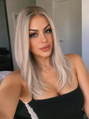 Lace Humana Lisa Loira Platinada 45cm 13x4 HD - Geovana Cabelo Brasileiro