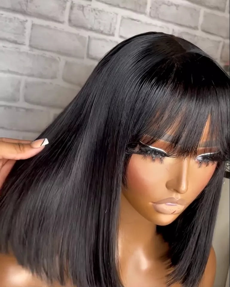 Lace Humana Lisa long bob com franja 40cm 13x4 HD - Suelen