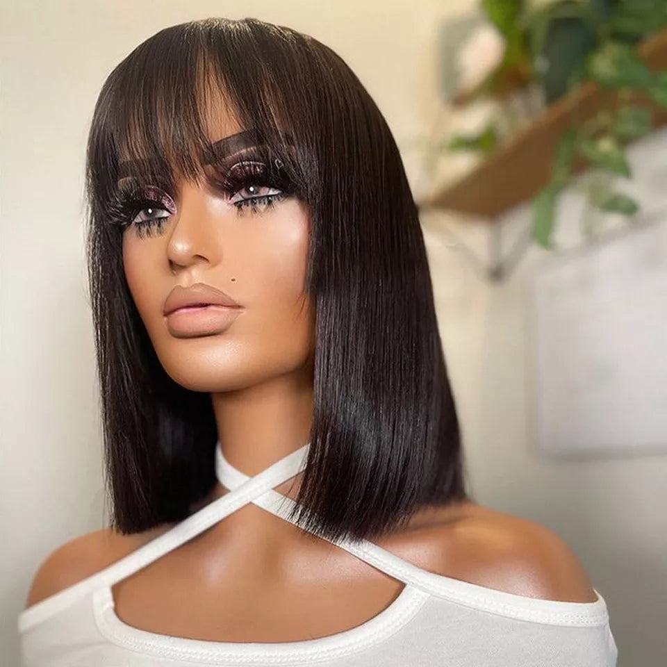 Lace Humana Lisa long bob com franja 40cm 13x4 HD - Suelen